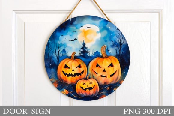 Download Halloween Scary Pumpkin Door Round Sign - Pumpkin door round Collection