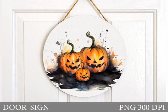 Download Scary Pumpkin Door Sign. Halloween Sign - Premium Resources