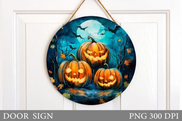 Download Halloween Scary Pumpkin Door Round Sign - Pumpkin door round Collection