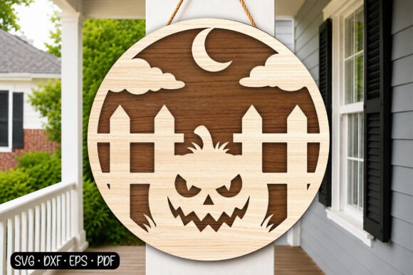 Download Halloween Pumpkin Fence Round Sign SVG - Premium Resources