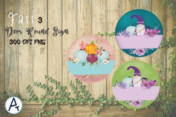Download 3 Fall Gnome Pumpkin Door Round Sign - Pumpkin door round Collection