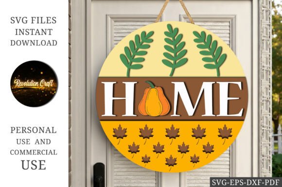 Download Home Pumpkin Round Door Sign SVG - Premium Resources