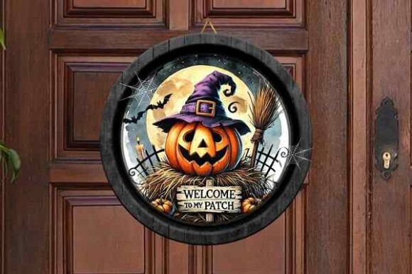Download Round Door Hanger, HALLOWEEN Pumpkin - Premium Bundle